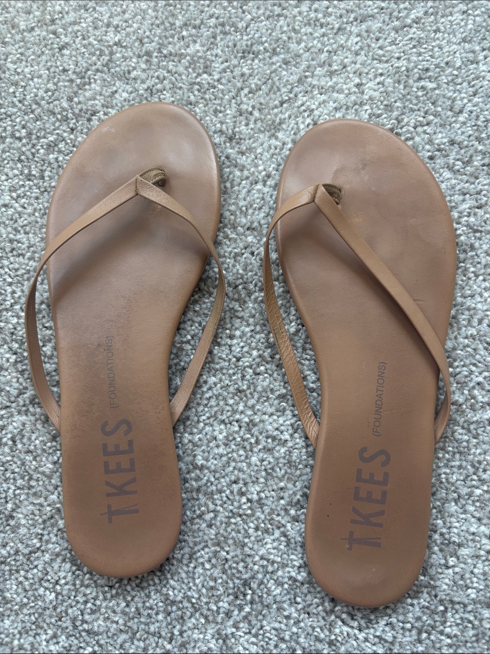 TKEES Tan Leather Thong Sandals